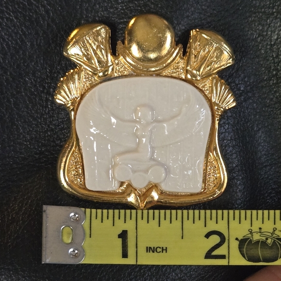 Cleopatra porcelain & gold vintage pendant - Picture 8 of 9